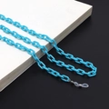Detail of sky blue acrylic eyeglass chain with chunky links and silicone non-slip loops - Lake Blue
