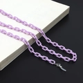Close-up of light purple acrylic glasses chain with lobster clasp and silicone rings - Purple