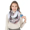 Pink and grey checkered infinity scarf with hidden pocket for smartphone storage - Pocket Scarf F22
