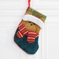 Calza di Natale con orsetto di peluche in tessuto a maglia verde e decorazioni 3D - Orsetto Natalizio