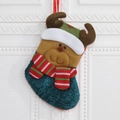 Calza di Natale con renna in maglia verde e feltro per regali e decorazioni festive - Renna di Natale