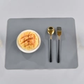 Minimalist grey rectangular silicone placemat heat resistant for kitchen dining - Dark Gray