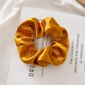 Elegante elastico in raso dorato con texture di seta morbida su sfondo bianco - Arancione