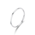 Detailed view of a 1mm ultra-thin silver titanium steel minimalist band ring on white back - US 7 / 1mm Silver