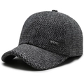 Winter baseball cap for men in grey wool fabric with ear flaps and Sport metal detail - Adjustable / Sport Metal Tag Gray