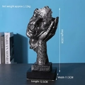 Nordic silent is gold sculpture in distressed silver finish on a black square base - Hear No Evil / Worn Silver