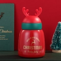 Christmas Reindeer Vacuum Insulated Stainless Steel Water Bottle with Antler Lid in Red - 300ml / Red