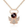 Rose gold angel pendant necklace with sparkling gems and memory projection stone - Rose Gold Angel Style (06)
