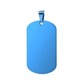 Polished rectangular blue stainless steel dog tag pendant with metallic finish - Round Corner Blue 4.9*2.8*0.18cm
