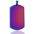 Rainbow gradient stainless steel rectangle dog tag pendant with polished finish - Sharp Corner Rainbow 4.9*2.8*0.18cm