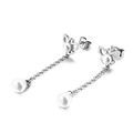 Eleganti orecchini a farfalla in argento con nappe di perle sintetiche su sfondo bianco - Colore Acciaio (KE84610-K)