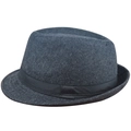 Klassieke donkergrijze wollen vilt fedora hoed met elegant zwart lint afwerking - 58cm / Wollen Grijs
