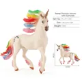 White unicorn figurine with rainbow mane and rhinestones, size 13x3.2x12cm - Running Unicorn With Rhinestones (PL-127-1000)