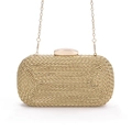 Elegante champagner-goldene gewebte Clutch mit Spiraltextur und Metall-Kettenriemen - Gold
