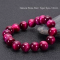 Pulsera de piedra natural ojo de tigre rojo rosa con cuentas redondas de 12mm - 12mm / Ojo de Tigre Rojo Rosa Natural