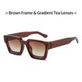 Fashionable oversized brown frame sunglasses with gradient tea lenses for a trendy look - Tea Frame Gradient Tea Lens