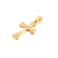 Men's gold stainless steel cross pendant with detailed embossed textures - Gold Relief Cross (KP82368-K)