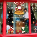 Merry Christmas glass window decals featuring Santa, reindeer, and snowman in hot air balloons - HM92035 Santa Claus Hot Air Balloon