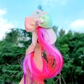 Unicorn hair clip for girls with a gradient bow and long pink-purple hair extension - 11# Shiny Pink Unicorn