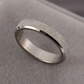 Minimalist silver titanium steel ring with elegant matte frosted finish for women - US 4 / Silver