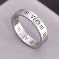 Silver Roman numerals ring in stainless steel with sparkling cubic zirconia inlay - US 5 / Silver
