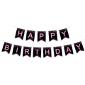 Black and pink Happy Birthday paper banner set for adult birthday party decorations - Pink Gold Banner