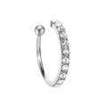 Ear cuff argentato a forma di C con strass trasparenti e piccolo dettaglio a sfera - Argento (02 Bianco K 5897)