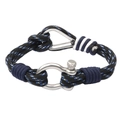 Blue and black woven paracord bracelet with a polished stainless steel heart shackle buckle - Heart-shaped Starry Sky