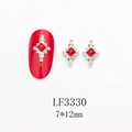 Bijoux à ongles avec pierre rouge carrée et cristaux clairs pour manucure mariée - Style Losange Diamant Carré Rouge (LF3330)