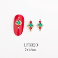 Détail de bijoux d'ongles vintage 7x12mm avec strass rouges et verts en losange - Style Losange Vintage Vert Rouge Blanc (LF3320)