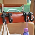 Universal black car seat headrest double hooks for hanging bags and umbrellas on the back - Black Double Hook (Pair)