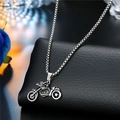 Collana punk da uomo con ciondolo a forma di moto in argento antico e catena a scatola - Motocicletta