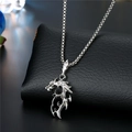 Gothic silver dragon pendant necklace in stainless steel with a sturdy box chain - Dragon