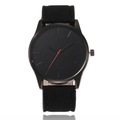 Minimalist black sports watch with large dial, red second hand and matte leather strap - Black Strap Black Dial