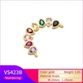 Detail view of rainbow drop-shaped gemstone connector in gold-plated brass finish - VS423B/Arc