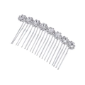Elegante pettine per capelli da sposa argento con strass a girasole e perle su bianco - Argento