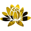 Detail of golden mirror 3D lotus flower wall sticker with high reflective finish - Gold