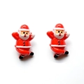 Detail view of handmade cartoon Santa Claus Christmas earrings in bright red and white - Relaxing Santa