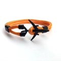 Vibrant orange braided 550 paracord bracelet with a black nautical anchor clasp - Orange (Dual Hole-05)