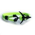 Neon green paracord bracelet with a black airplane-shaped metal clasp buckle - Fluorescent Green (Dual Hole-09)
