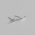 Minimalist S925 sterling silver lightning bolt stud earrings with a polished finish - 925 Silver / Silver