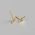 Minimalist gold lightning bolt stud earrings in S925 sterling silver for women - 925 Silver / Gold