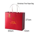 Red Christmas paper gift bag with Merry Christmas text and white handles, 30x27x12cm - L Red - Christmas Time Gift Bag