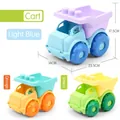Kids soft plastic beach toy dump truck set in blue, orange and green colors - Engineering Building Blocks Beach Truck