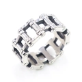 Minimalist silver stainless steel chain ring for men and women in industrial punk style - US 7 / Steel Color (08502)