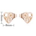 Golden heart-shaped EKG pulse stud earrings in stainless steel with 8mm size detail - 110 Heartbeat - Gold