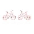 Minimalist rose gold bicycle shaped stainless steel stud earrings with reflective finish - Bicycle / Rose Gold