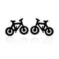 Minimalist matte black bicycle stud earrings for women on a white reflective surface - Bicycle / Black
