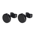 Minimalist black disc stud earrings made of high-quality stainless steel for daily wear - Round / Black