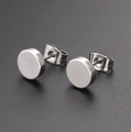 Minimalist silver round geometric stud earrings in polished stainless steel - Round / Steel